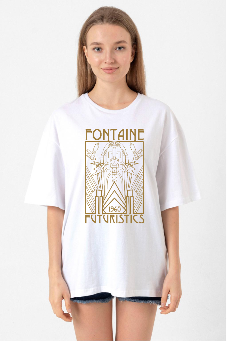 Bioshock Fontaine Futuristics Beyaz Kadın Oversize Tshirt