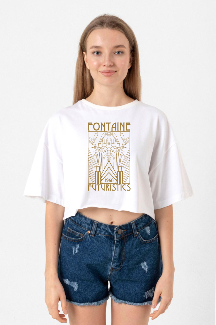 Bioshock Fontaine Futuristics Beyaz Kadın Crop Tshirt