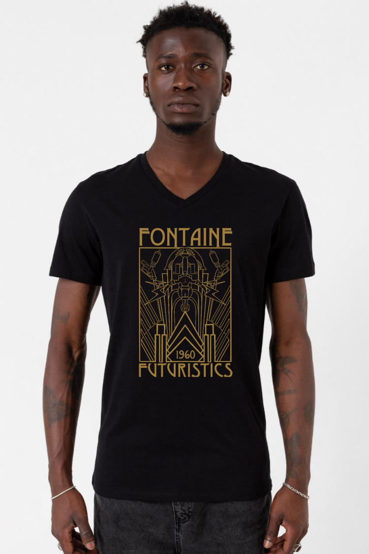 Bioshock Fontaine Futuristics Siyah Erkek V yaka Tshirt