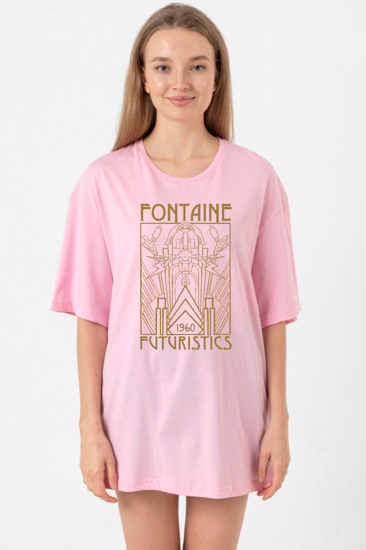 Bioshock Fontaine Futuristics Pembe Kadın Oversize Tshirt