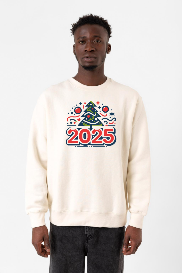 Happy New Year 2025 Essential Ekru Erkek 2ip Sweatshirt