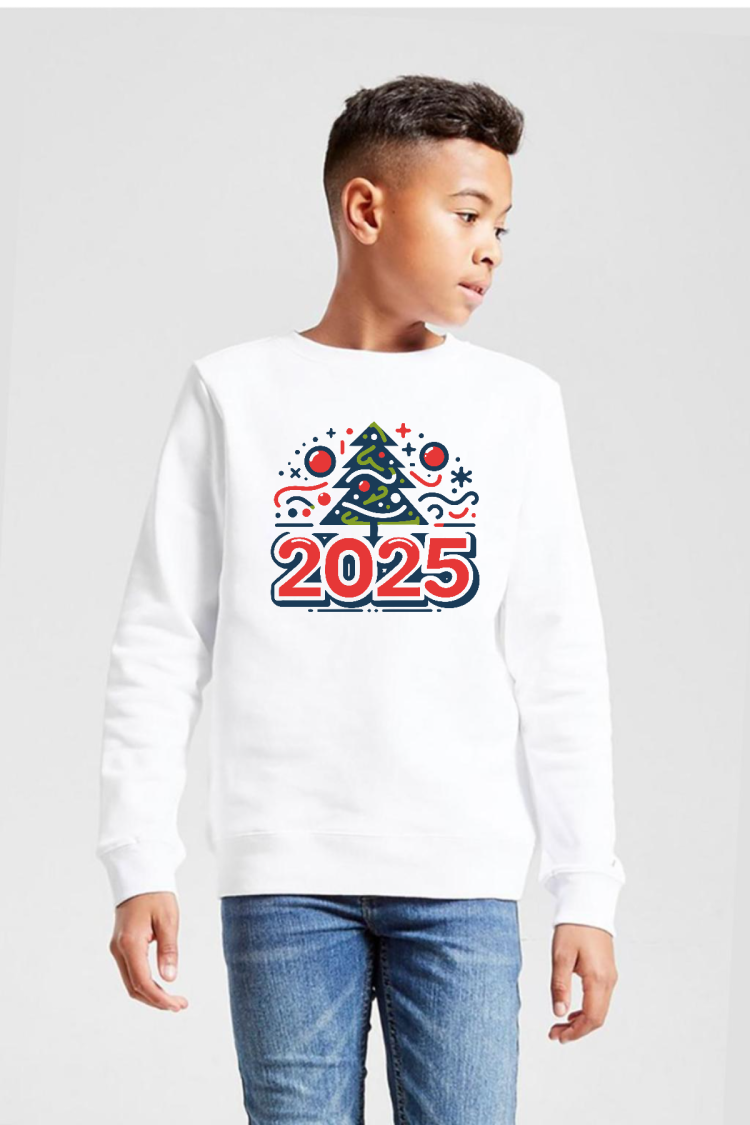 Happy New Year 2025 Essential Beyaz Çocuk 2ip Sweatshirt