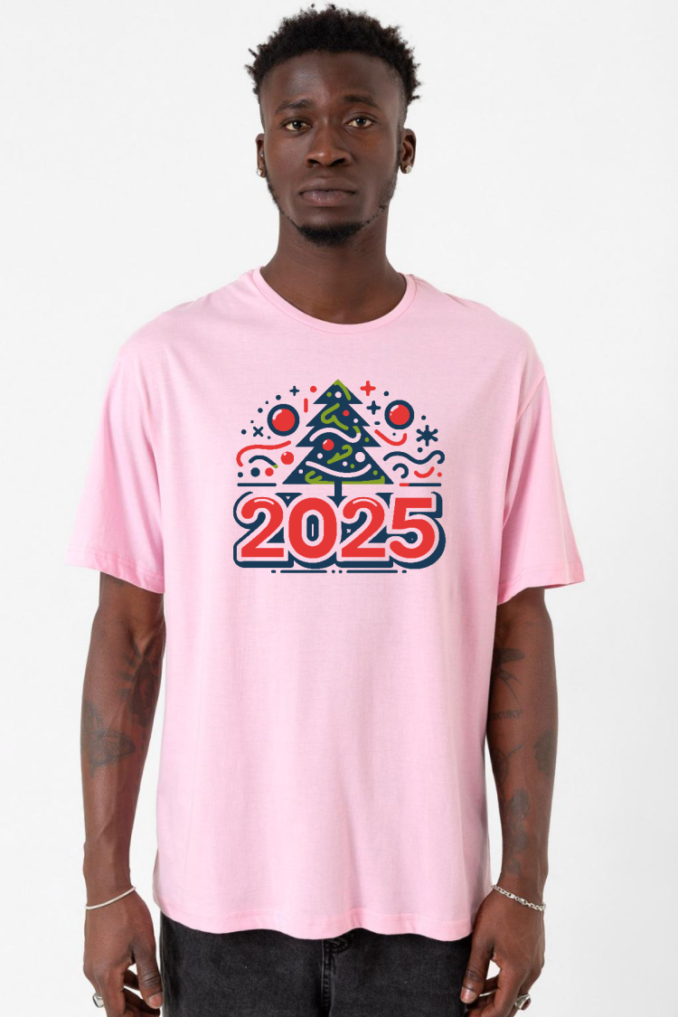 Happy New Year 2025 Essential Pembe Erkek Oversize Tshirt