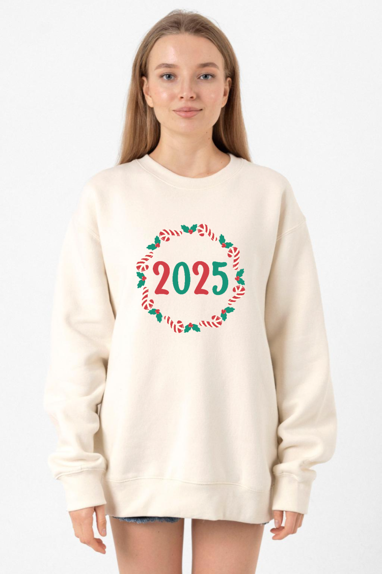 Christmas Holiday Wreath Ekru Kadın 2ip Sweatshirt