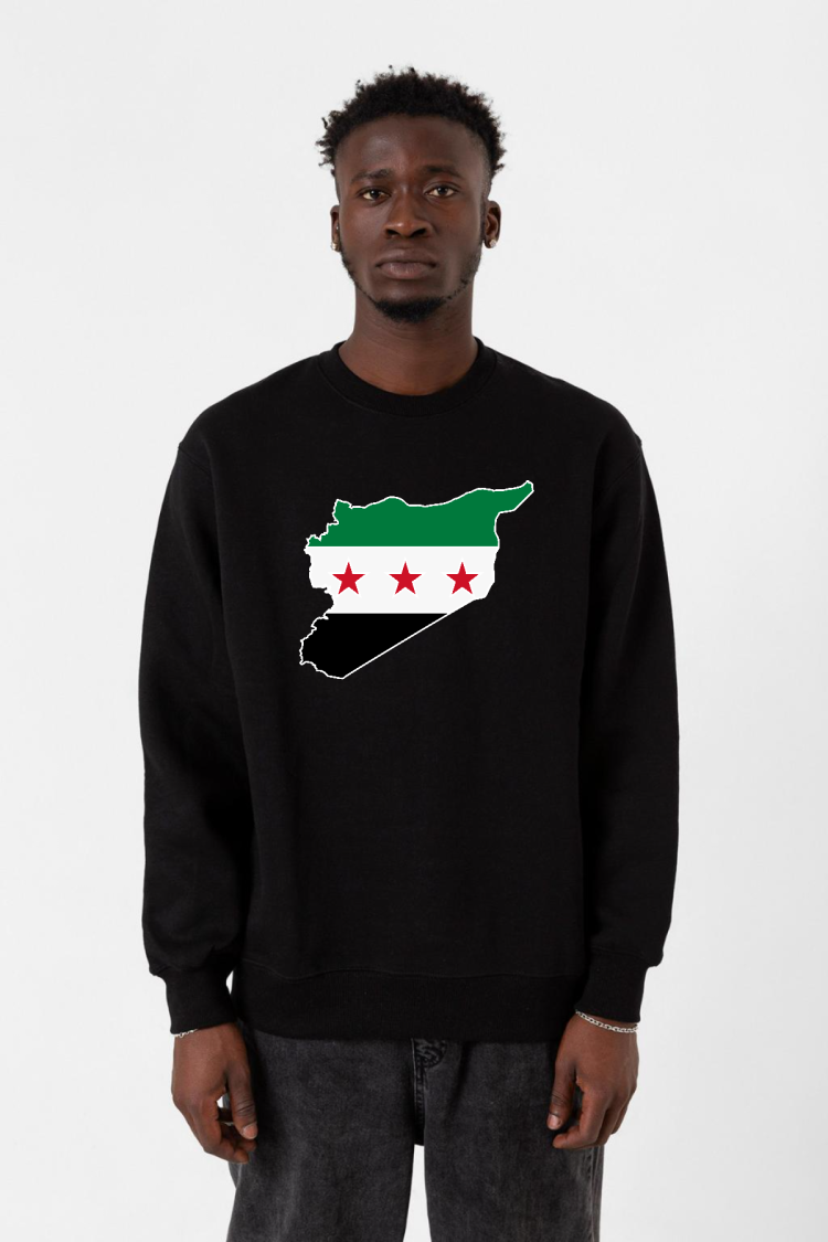 Suriye Yeni Bayrak Siyah Erkek 2ip Sweatshirt