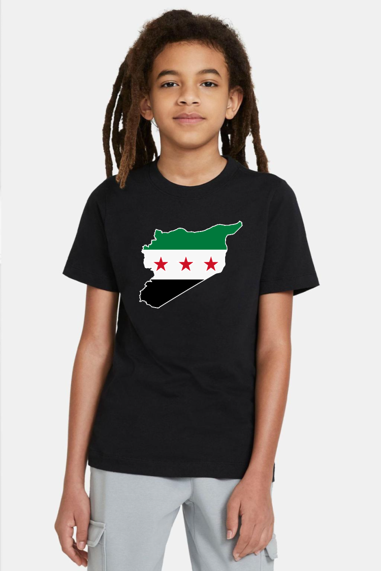 Suriye Yeni Bayrak Siyah Çocuk Tshirt