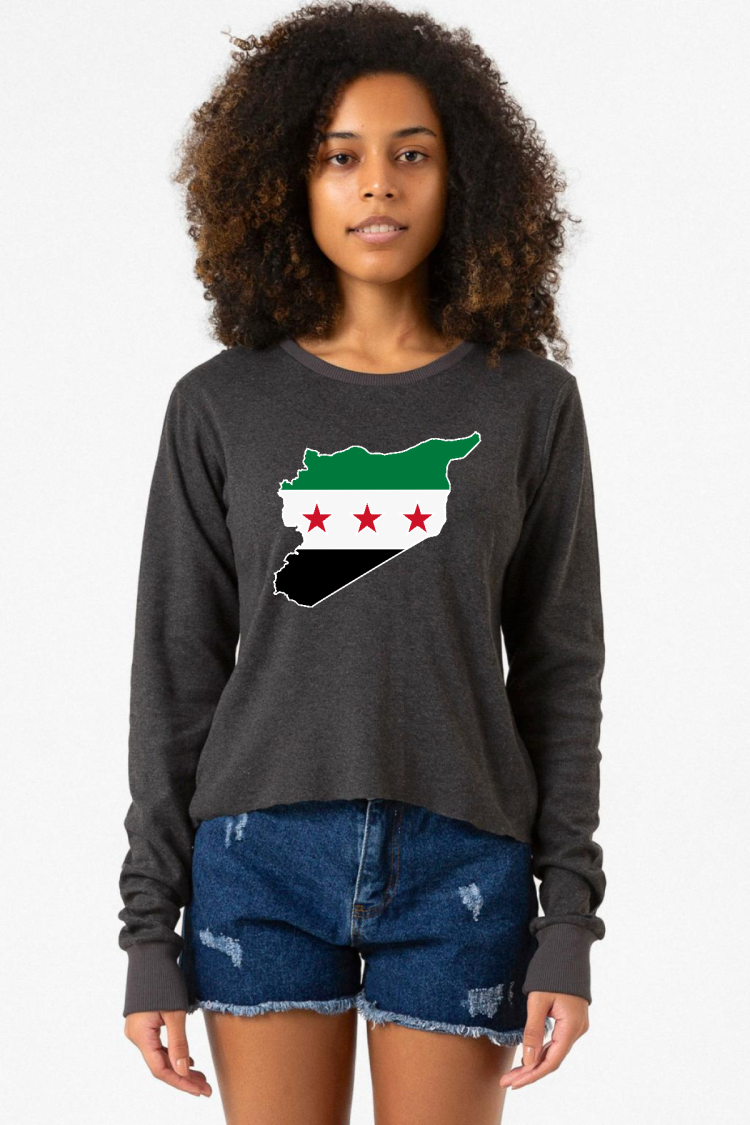 Suriye Yeni Bayrak Füme Ekstra Uzunkol Sweatshirt