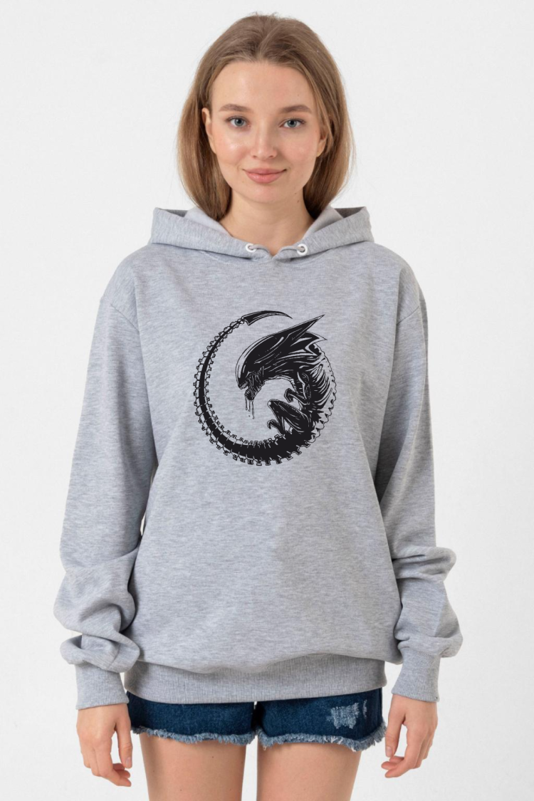 Allien Xenomorph Grimelanj Kadın 3ip Kapşonlu Sweatshirt