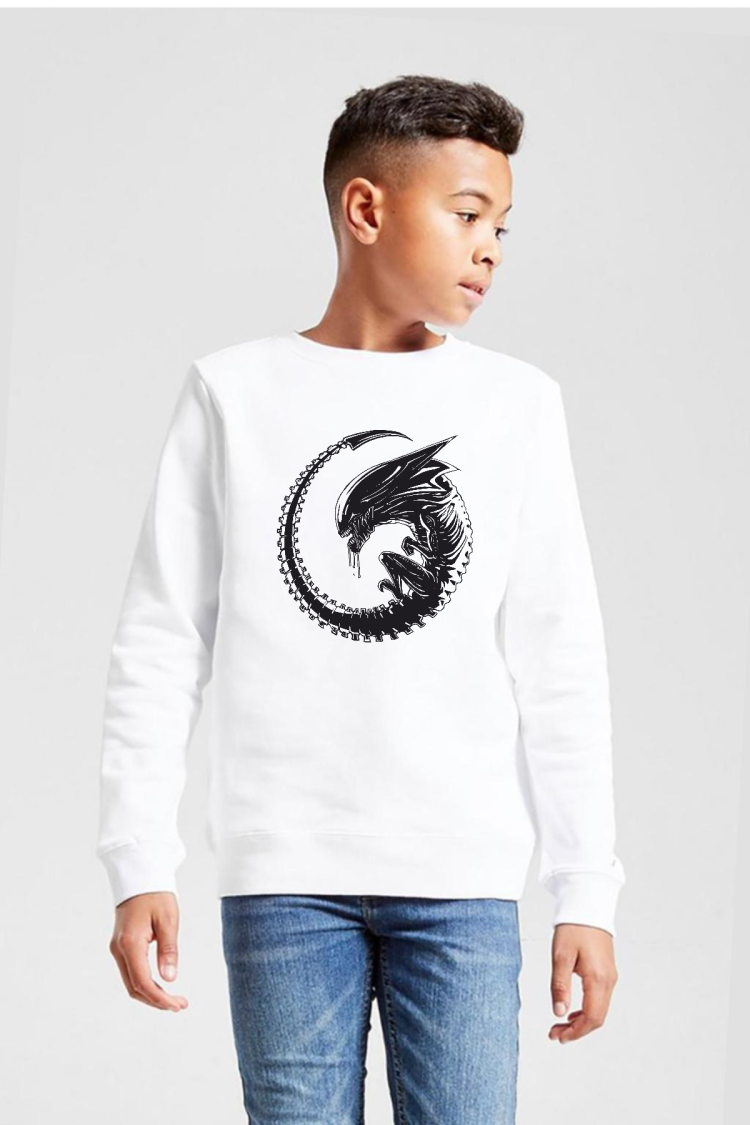 Allien Xenomorph Beyaz Çocuk 2ip Sweatshirt