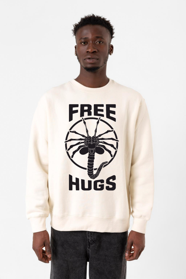 Free Facehugger Hugs Ekru Erkek 2ip Sweatshirt