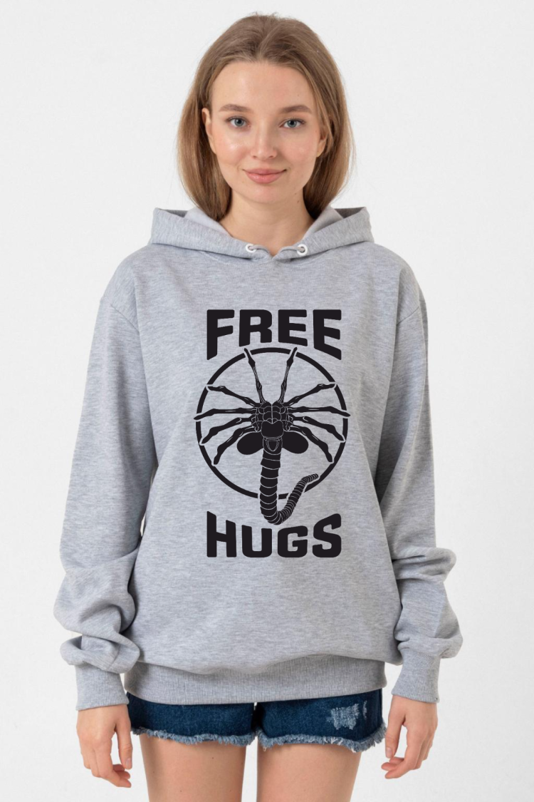 Free Facehugger Hugs Grimelanj Kadın 3ip Kapşonlu Sweatshirt