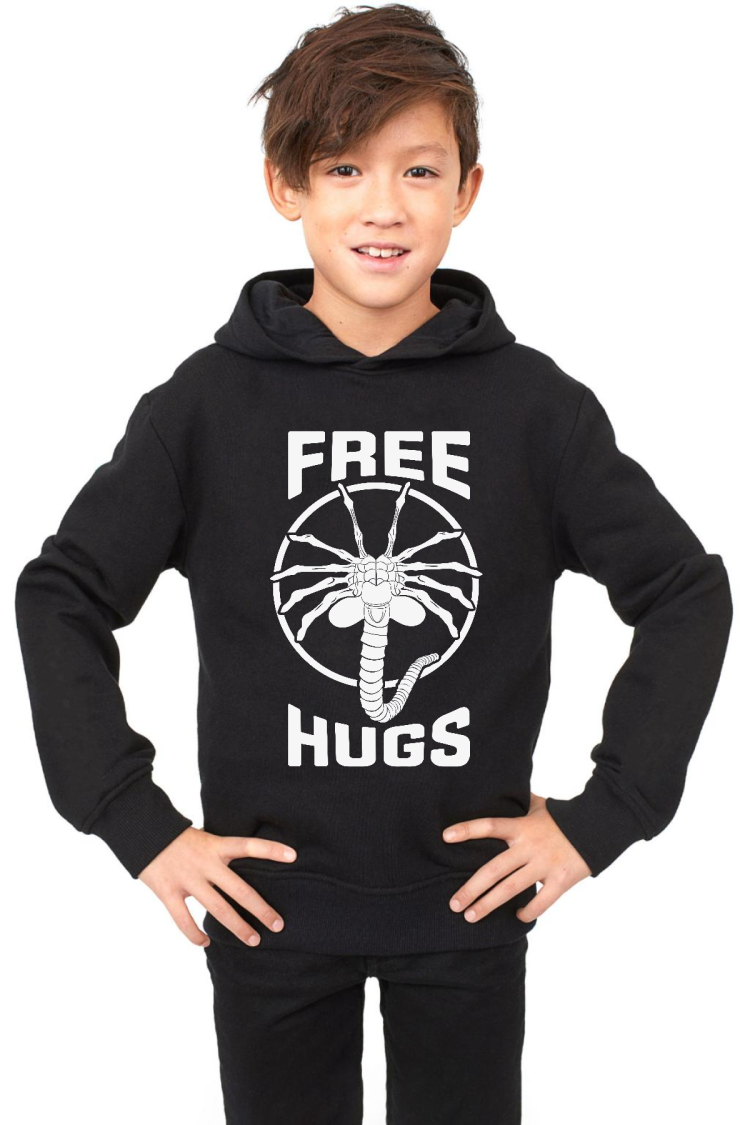 Free Facehugger Hugs Siyah Çocuk 3ip Kapşonlu