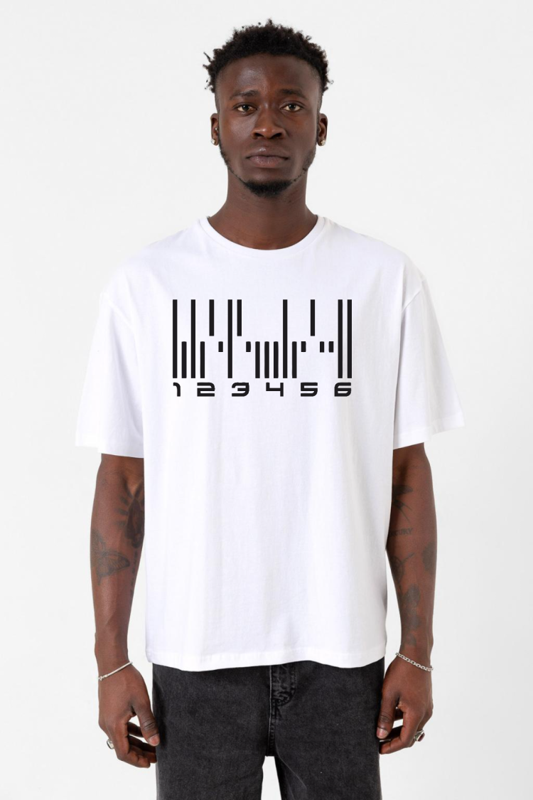 Dark Matter The Android Barcode Beyaz Erkek Oversize Tshirt