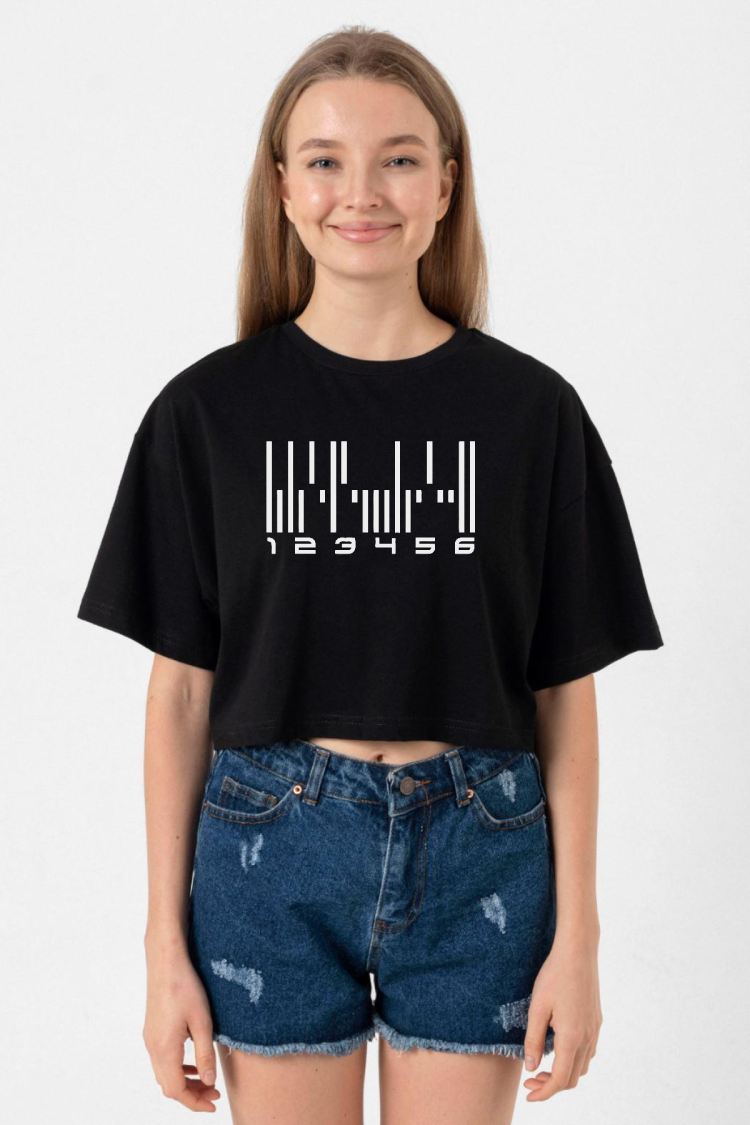 Dark Matter The Android Barcode Siyah Kadın Crop Tshirt