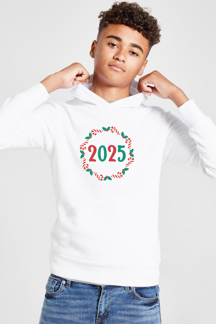 Christmas Holiday Wreath Beyaz Çocuk 3ip Kapşonlu  Sweatshirt