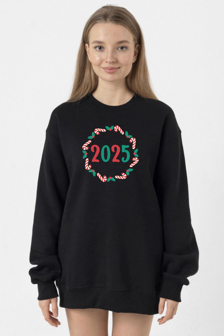 Christmas Holiday Wreath Siyah Kadın 2ip Sweatshirt