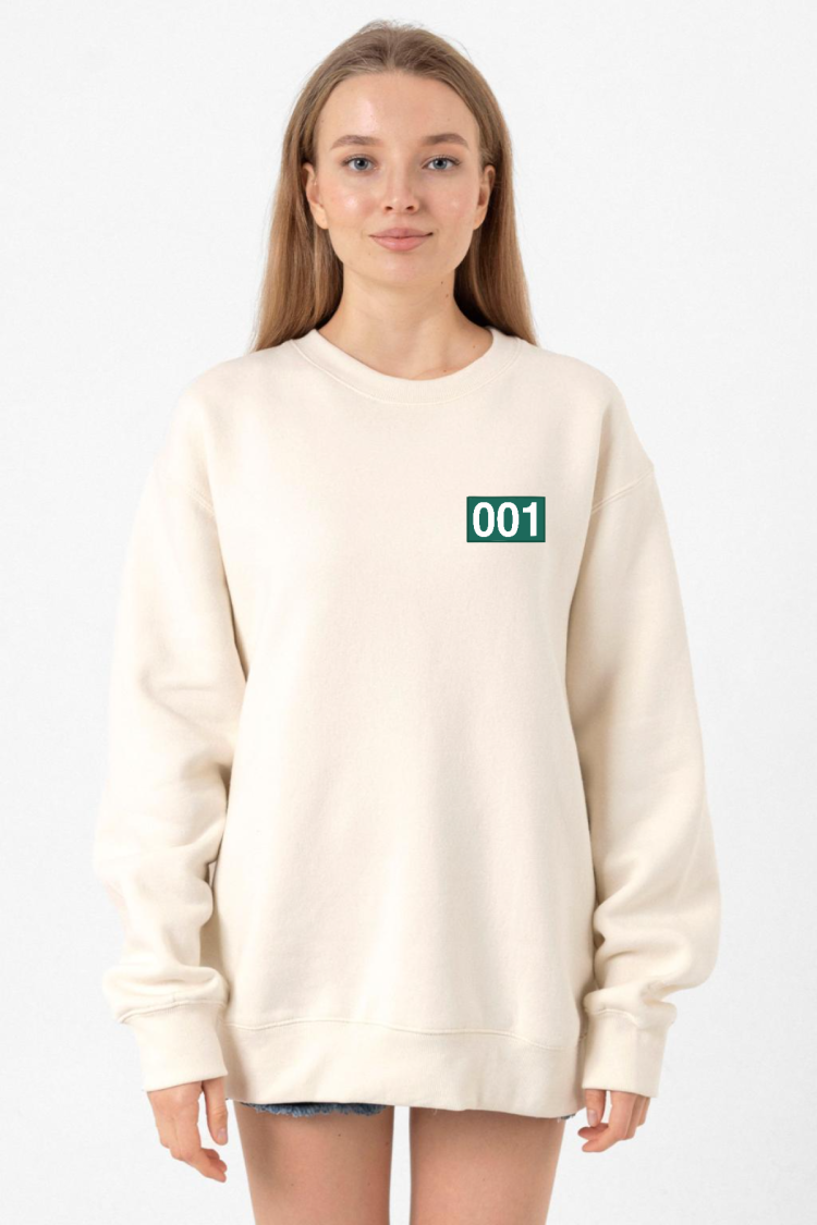 Squid Game Player 001 Ekru Kadın 2ip Sweatshirt