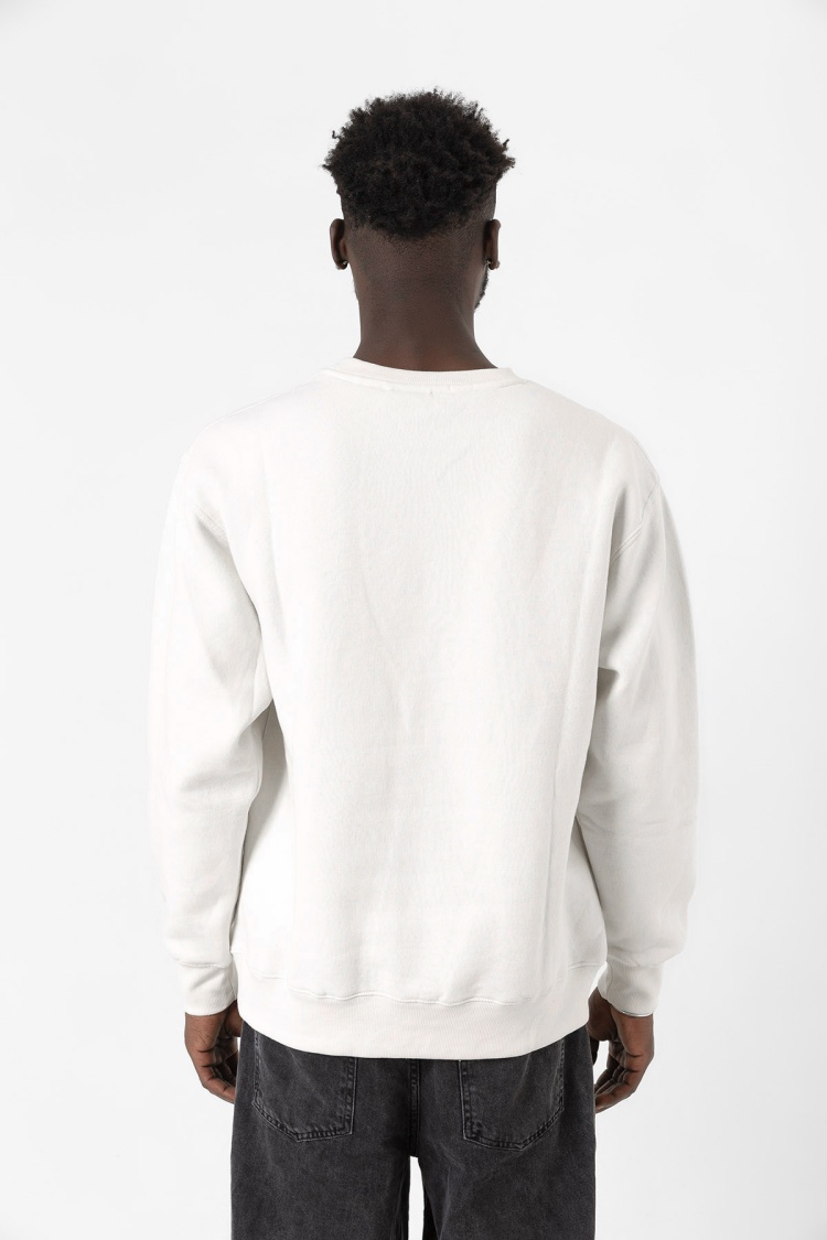 Beyaz Erkek Basic Sweatshirt