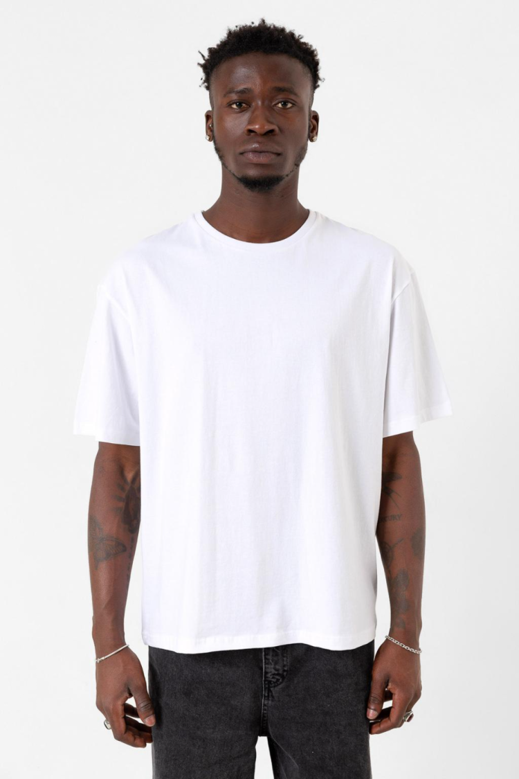 Beyaz Erkek Oversize Basic Tshirt