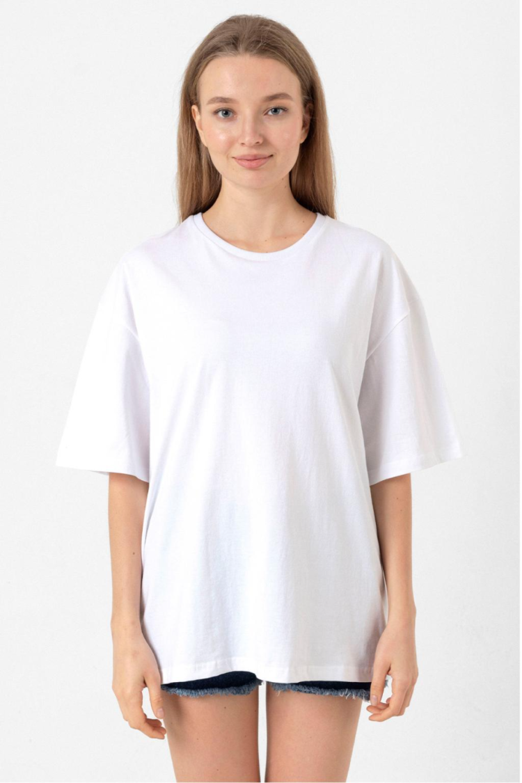 Beyaz Kadın Oversize Basic Tshirt