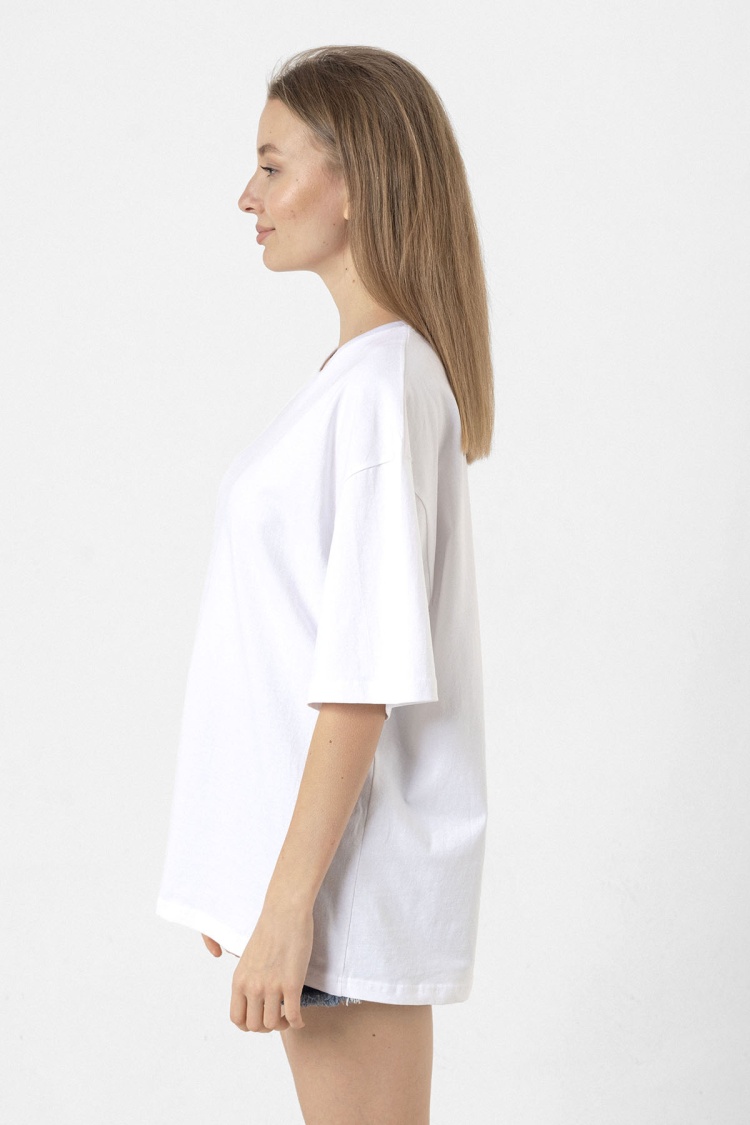 Beyaz Kadın Oversize Basic Tshirt