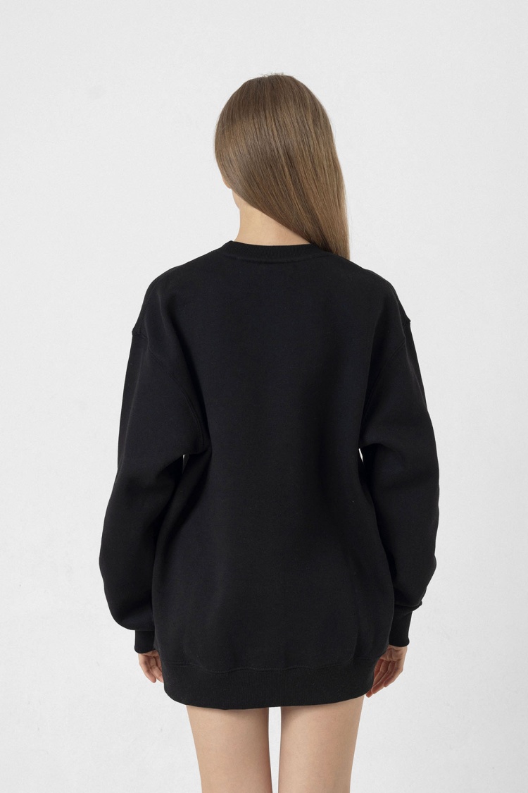 Siyah Kadın Basic Sweatshirt