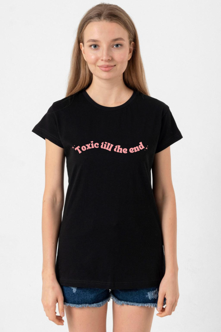 Rose Toxic Till The End Siyah Kadın Tshirt