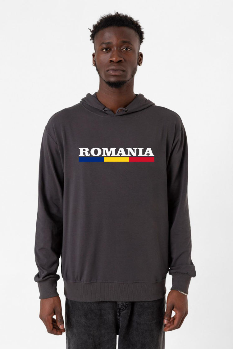 Romania Flag Lettern Füme Erkek 2ip Kapşonlu