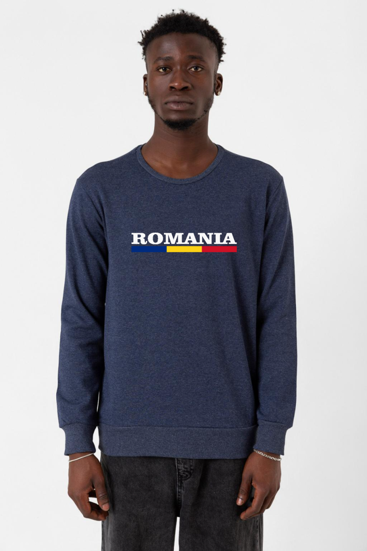Romania Flag Lettern indigo Erkek 2ip Sweatshirt