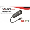 QPORT Q-U3G USB 3.0 ÇOKLAYICI/GIGABIT ADAPTÖR