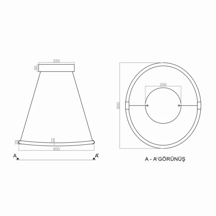 Led Avize Sarkıt CUIR UNT32093A PRO Ø60cm