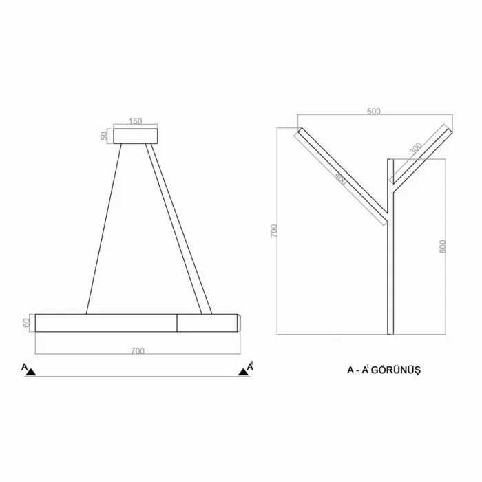 Led Avize Sarkıt DAL QUINZE UNT61141 PRO Ø70cm