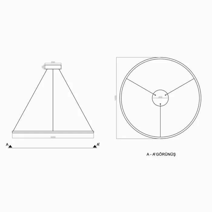 Led Avize Sarkıt CIRKEL UNT30041D PRO Ø100cm