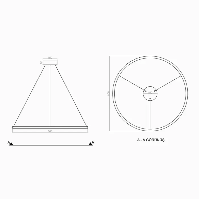 Led Avize Sarkıt CIRKEL UNT30041C PRO Ø80cm