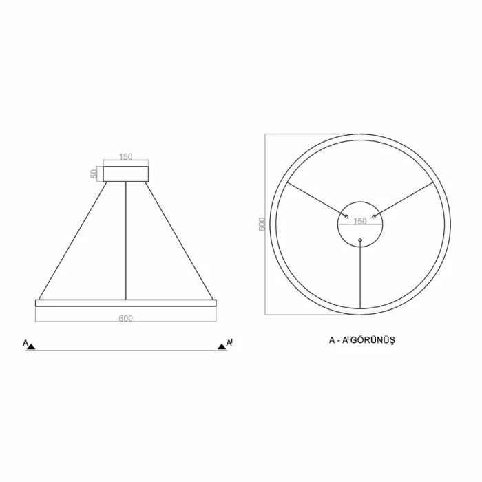 Led Avize Sarkıt CIRKEL UNT30041B PRO Ø60cm