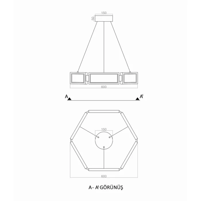 Led Avize Sarkıt CASTELLO UNT32127 Ø60cm