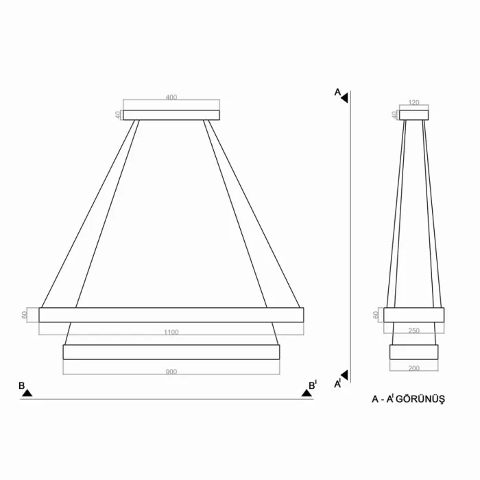 Led Avize Sarkıt 4GEN QUINZE UNT61122 PRO 110*25cm