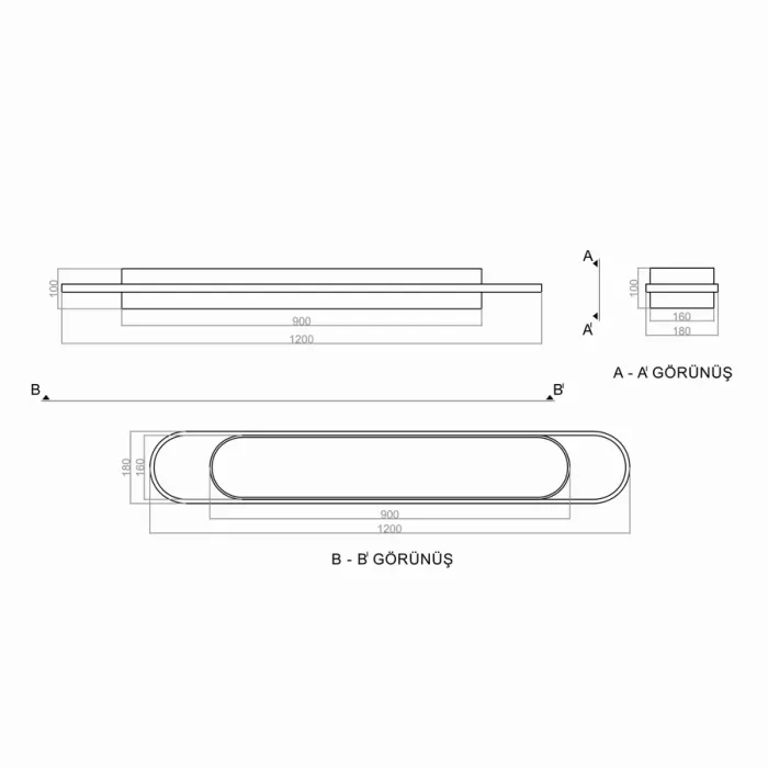 Led Avize Plafonyer LONG DRUMBELT UNT34203 PRO 120*18cm