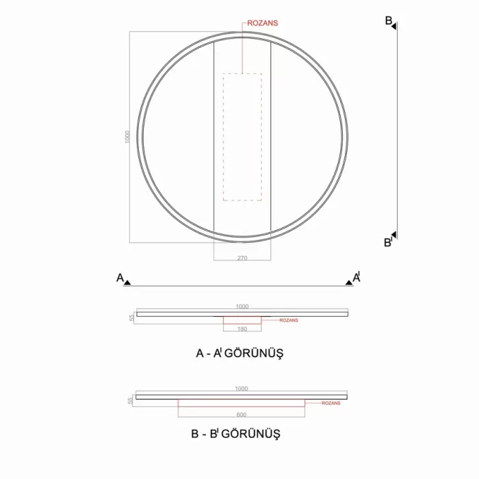 Led Avize Plafonyer BASIS UNT54107D PRO Ø100cm