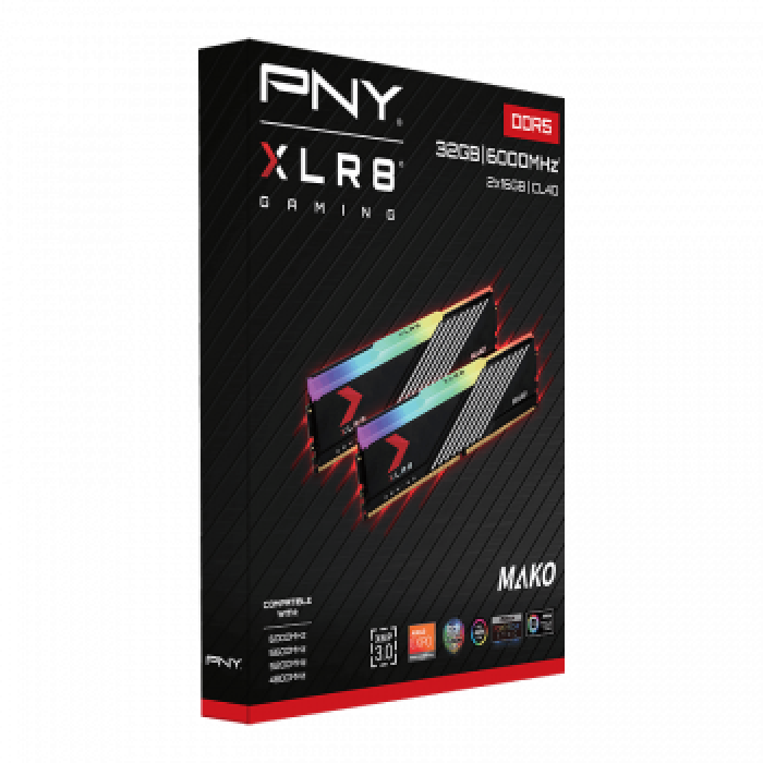 PNY XLR8 Gaming MAKO EPIC-X RGB 32GB (2x16GB) 6000MHz CL40 DDR5 Gaming Ram (MD32GK2D5600040MXRGB)