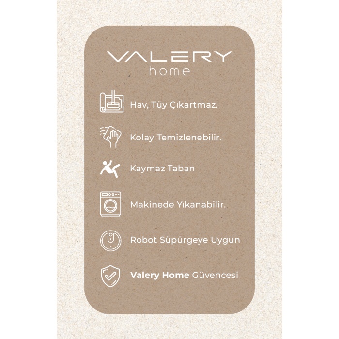 Valery Home Letty Makinada Yıkanabilir Kaymaz Tabanlı Kesme Rulo Halı Yolluk Kiremit