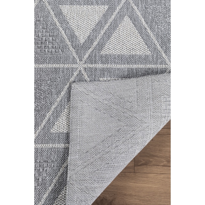 Natura Premium Kalite Kaymaz Tabanlı Doğal Yıkanabilir Kilim Oturma Odası Balkon Bahçe Mutfak Kilim BK103-A.Gri