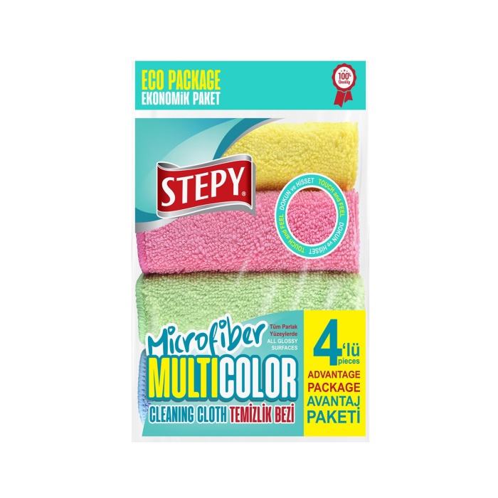 STEPY MİKROFİBER TEMİZLİK BEZİ MULTICOLOR 4 LÜ