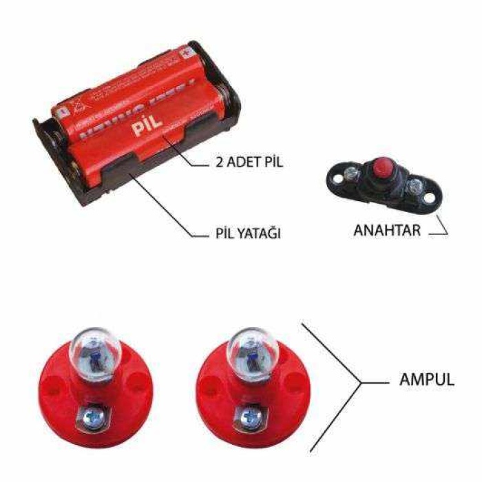 Kumtoys Elektrik Deney Seti Ahşap Zeminli Seri Paralel Devre Ödev Seti