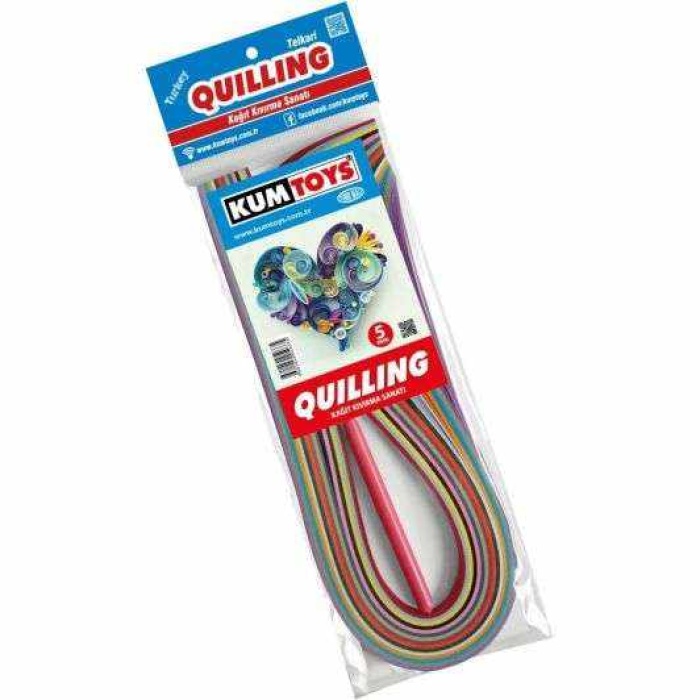 Kumtoys Quilling 5mm Kağıt Kıvırma Sanatı 5mm Kağıt Telkari 15 Farklı Renk Kağıt Bükücü