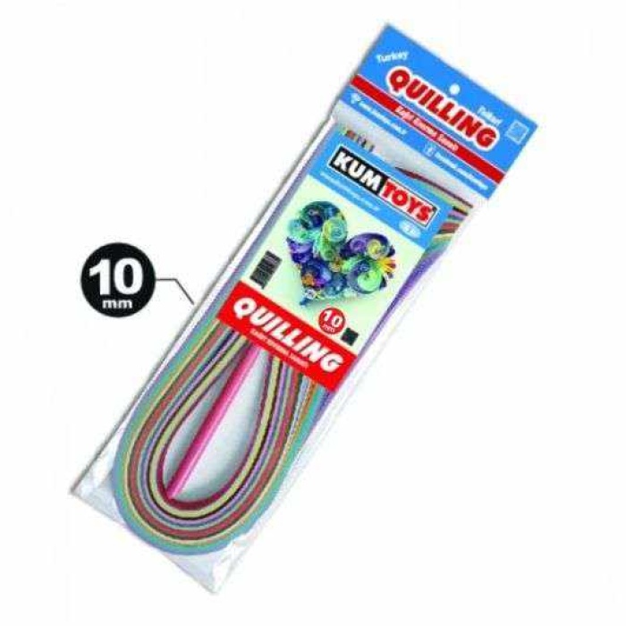 Kumtoys Quilling 10mm Kağıt Kıvırma Sanatı 10mm Kağıt Telkari 15 Farklı Renk Kağıt Bükücü