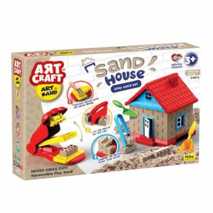 Art Craft Kinetik Kum Ev Oyun Kumu Seti 750 Gr. Naturel Kurumayan Oyun Kumu Seti Art Sand Hause Play Sand Set