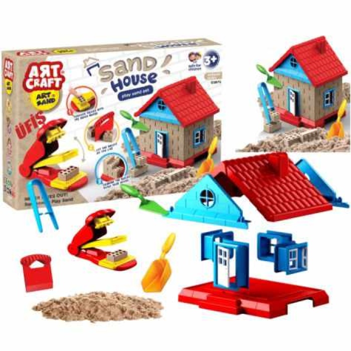 Art Craft Kinetik Kum Ev Oyun Kumu Seti 750 Gr. Naturel Kurumayan Oyun Kumu Seti Art Sand Hause Play Sand Set