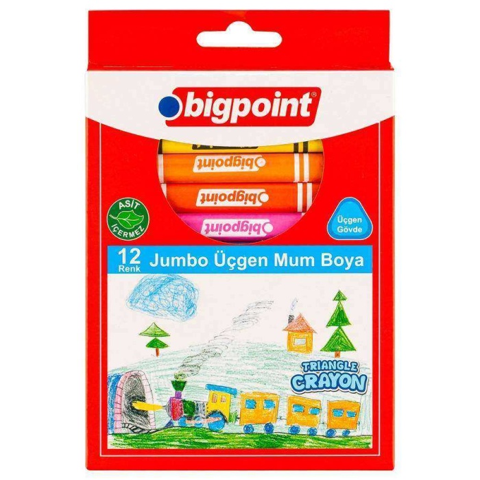 Bigpoint Jumbo Üçgen Mum Boya 12 Renk