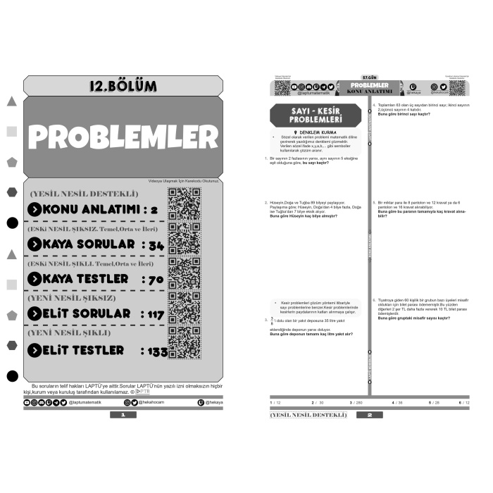 Laptü 80 Günde TYT Matematik Eko Boy Siyah Beyaz Tüm Kitap